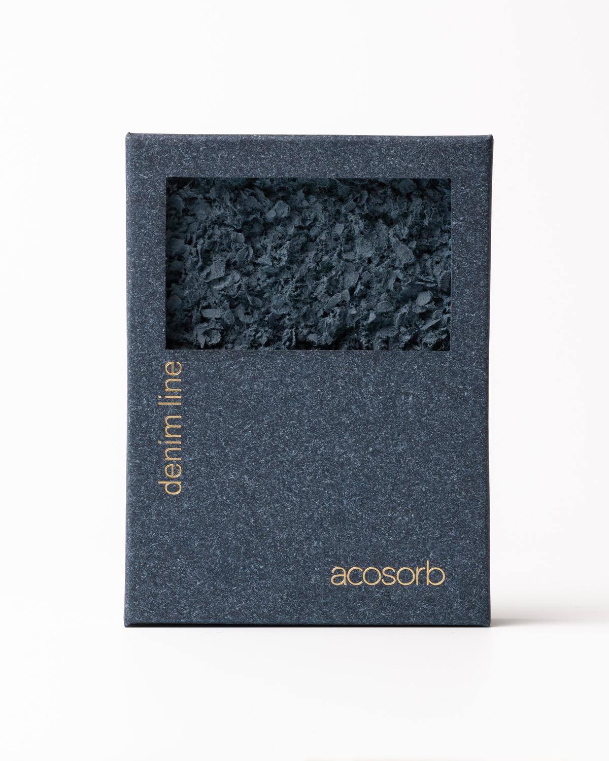 Sample board of Acosorb Acospray DC3 in Denim Blue color